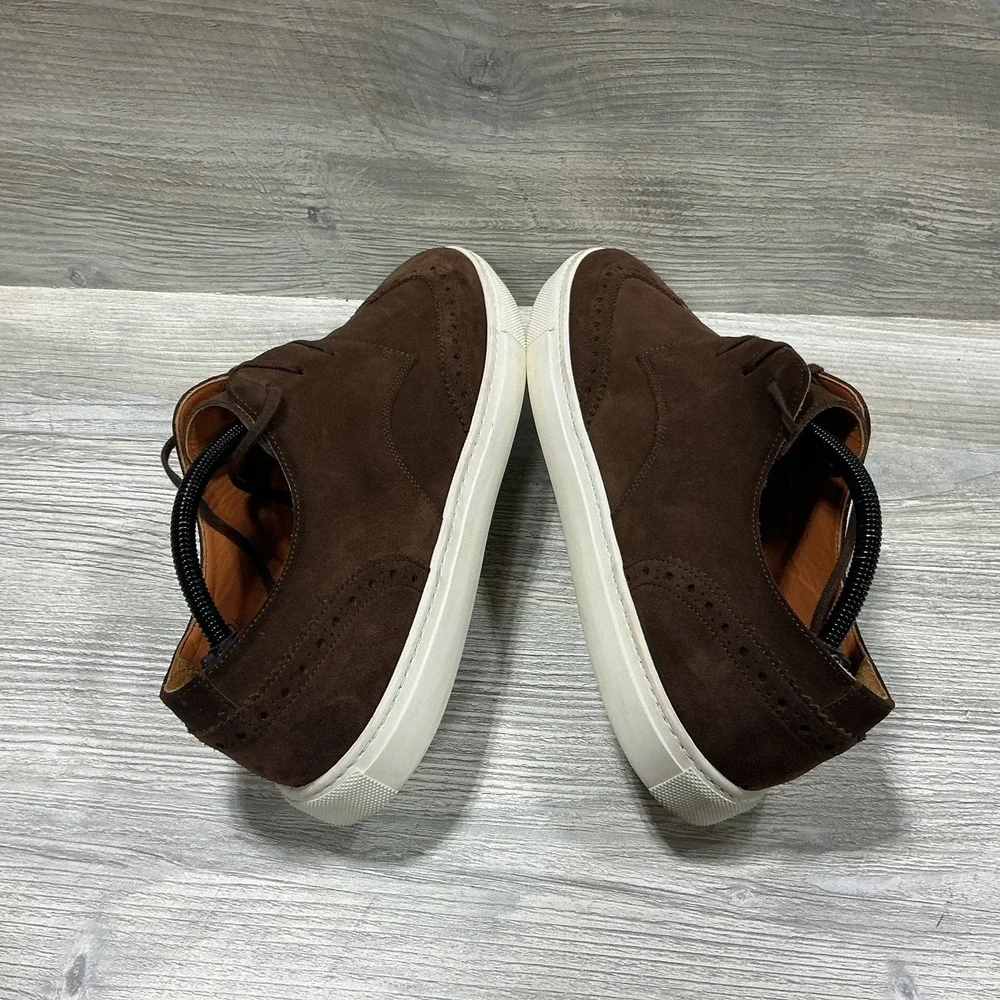 Brooks Brothers 1818 Italy Brown Suede Leather Wingtip Lace Up Men's 10.5 Shoes
